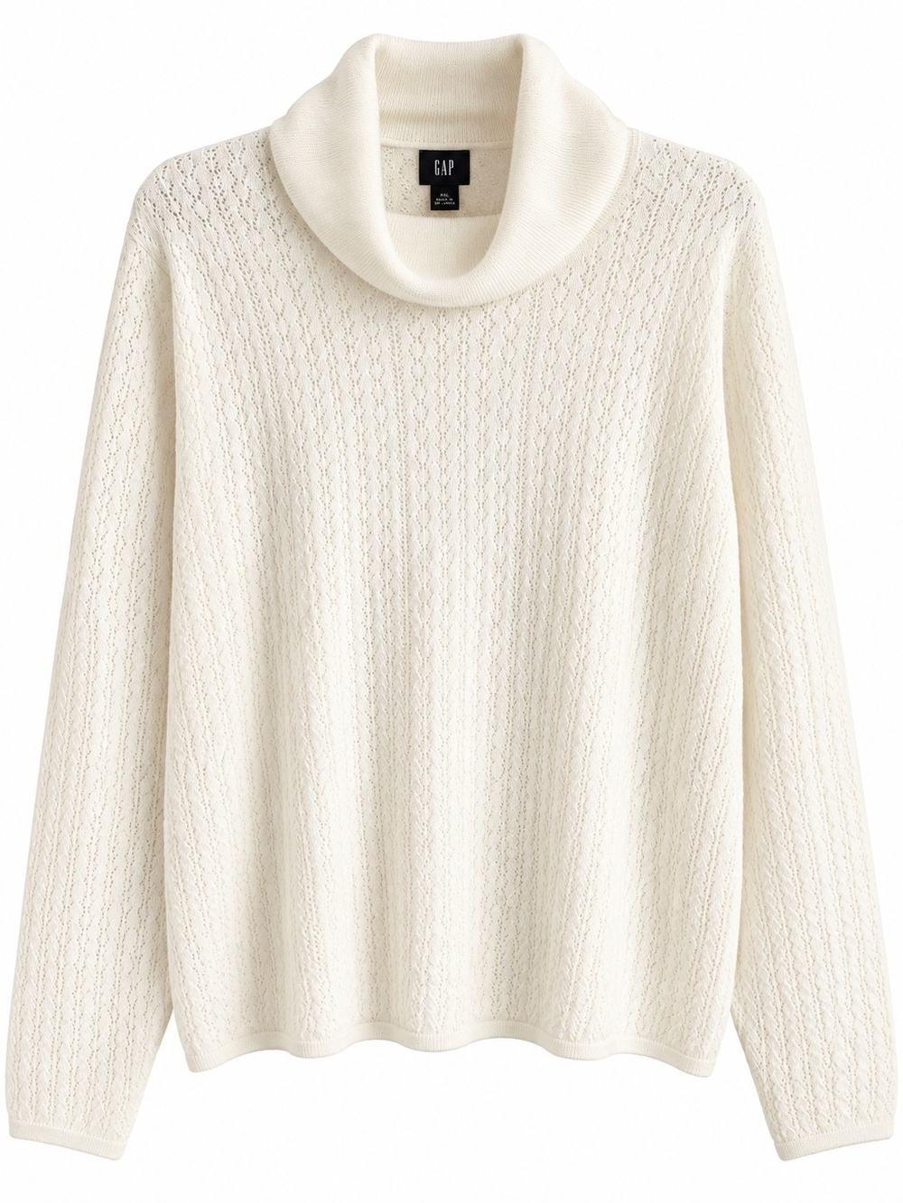 GAP Women's Cream Cable Knit Pointelle Cowl Neck Sweater Size XXL